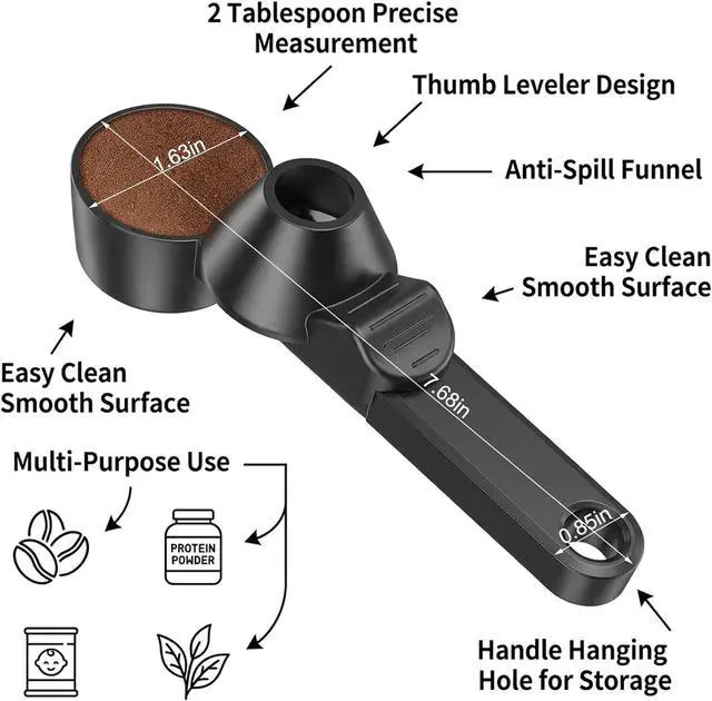 Alt view image 4 of 6 - Coffee Spoon Funnel Set, Anti-Stain Measuring Spoon, 2 Tablespoon Capacity, Also Suitable for Protein Powder, Tea, etc., 1 Pcs