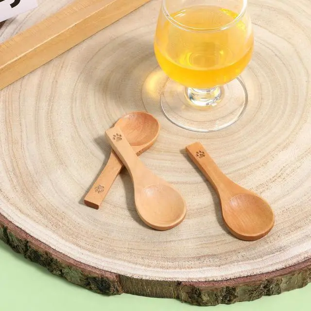Alt view image 2 of 7 - 6 Pack Cute Mini Wood Teaspoons Small Wooden Spoons Tiny Wooden Spoons Handmade Pet Claw Tiny Nature Scoops for Honey Sugar Spice Coffee Tea Ice Cream Condiments and Jars