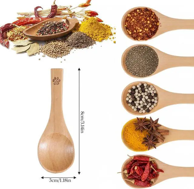 Alt view image 4 of 7 - 6 Pack Cute Mini Wood Teaspoons Small Wooden Spoons Tiny Wooden Spoons Handmade Pet Claw Tiny Nature Scoops for Honey Sugar Spice Coffee Tea Ice Cream Condiments and Jars