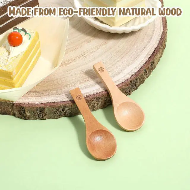 Alt view image 6 of 7 - 6 Pack Cute Mini Wood Teaspoons Small Wooden Spoons Tiny Wooden Spoons Handmade Pet Claw Tiny Nature Scoops for Honey Sugar Spice Coffee Tea Ice Cream Condiments and Jars