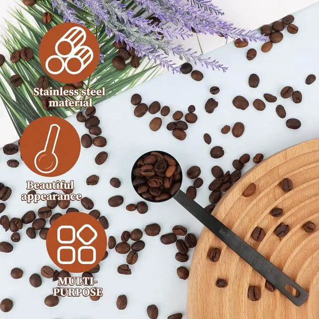 Alt view image 3 of 7 - 4.7in Black Long Handle Metal Measure Spoon Coffee Scoop 1 Tablespoon 18/8 Stainless Steel Measuring Scooper 1 tbsp Coffee Scooper for Ground Coffee Bean Espresso Milk Tea Sugar(15 ml)