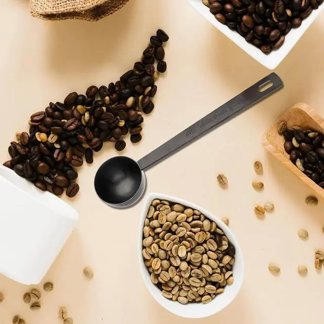 Alt view image 7 of 7 - 4.7in Black Long Handle Metal Measure Spoon Coffee Scoop 1 Tablespoon 18/8 Stainless Steel Measuring Scooper 1 tbsp Coffee Scooper for Ground Coffee Bean Espresso Milk Tea Sugar(15 ml)