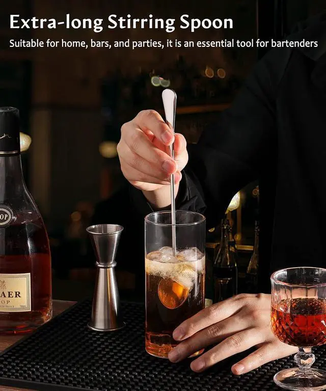 Alt view image 4 of 6 - 9.5" Long Handle Iced Tea Coffee Ice Cream Cocktail Stirring Spoons, Set 4