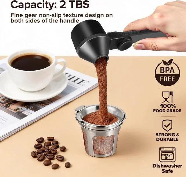 Alt view image 3 of 7 - Coffee Scoop Funnel for Ground Coffee, Protein & Cocoa Powder, 2 Tbsp