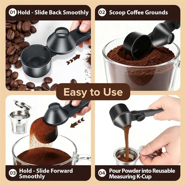 Alt view image 4 of 7 - Coffee Scoop Funnel for Ground Coffee, Protein & Cocoa Powder, 2 Tbsp