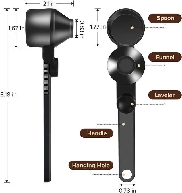 Alt view image 2 of 7 - Coffee Scoop Funnel for Ground Coffee, Protein & Cocoa Powder, 2 Tbsp