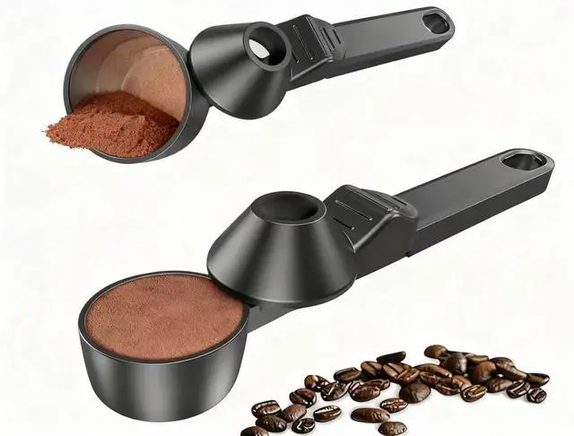 Main image of 2pcs Coffee Scoop & Funnel for Reusable K Cup Refillable Coffee Pods, 2 Tablespoon Coffee Measuring Spoon with Funne,Spoon for Ground Coffee, Protein Powder, Tea(Black)