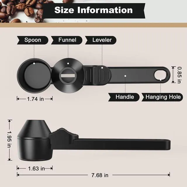 Alt view image 2 of 5 - 2pcs Coffee Scoop & Funnel for Reusable K Cup Refillable Coffee Pods, 2 Tablespoon Coffee Measuring Spoon with Funne,Spoon for Ground Coffee, Protein Powder, Tea(Black)