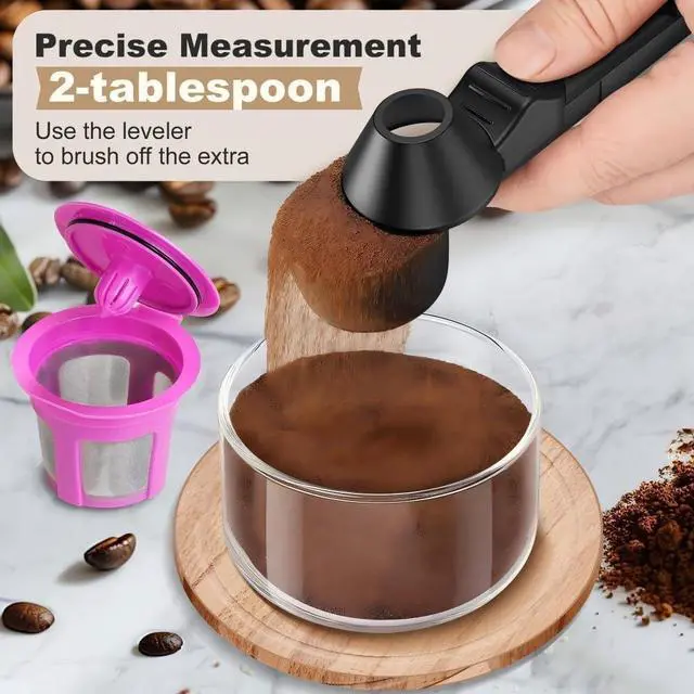 Alt view image 4 of 5 - 2pcs Coffee Scoop & Funnel for Reusable K Cup Refillable Coffee Pods, 2 Tablespoon Coffee Measuring Spoon with Funne,Spoon for Ground Coffee, Protein Powder, Tea(Black)