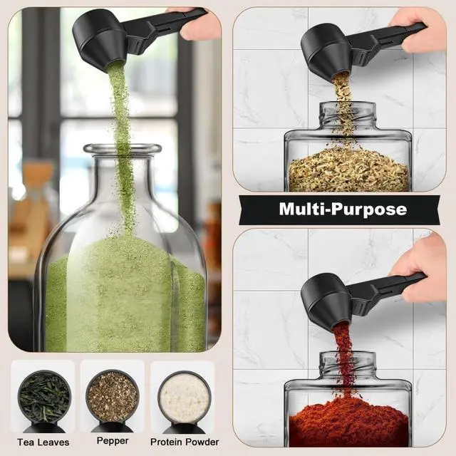 Alt view image 5 of 5 - 2pcs Coffee Scoop & Funnel for Reusable K Cup Refillable Coffee Pods, 2 Tablespoon Coffee Measuring Spoon with Funne,Spoon for Ground Coffee, Protein Powder, Tea(Black)