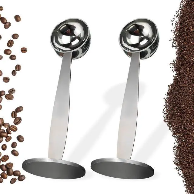 Main image of 2 PCS 2-in-1 Coffee Scoop for Ground Coffee 304 Stainless Steel Espresso Tamper with Pressed Portable Coffee Tamper for Coffee Bean Pressing (51mm 15ml)
