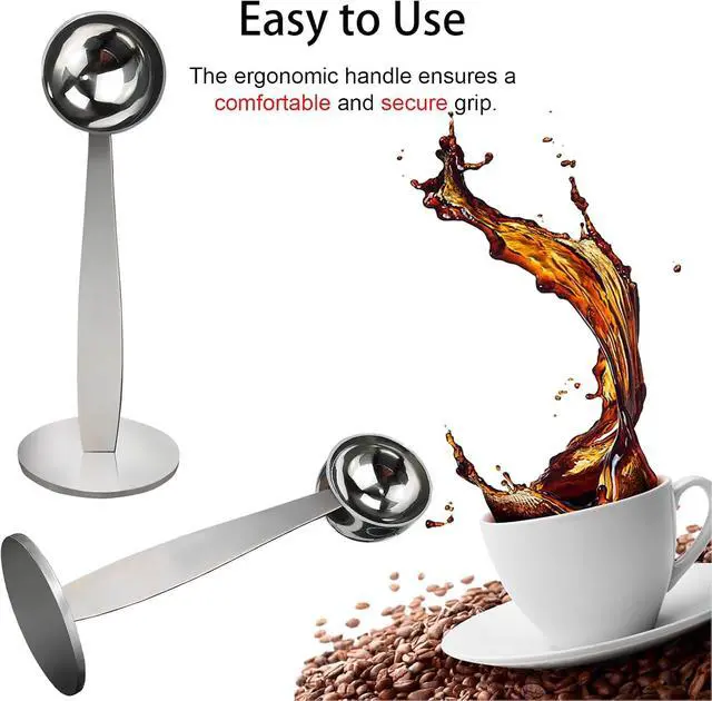 Alt view image 6 of 6 - 2 PCS 2-in-1 Coffee Scoop for Ground Coffee 304 Stainless Steel Espresso Tamper with Pressed Portable Coffee Tamper for Coffee Bean Pressing (51mm 15ml)
