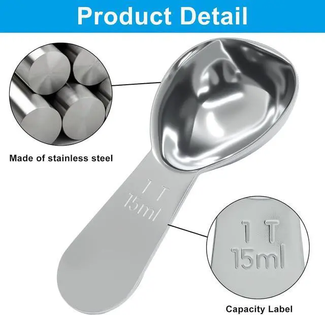 Alt view image 2 of 5 - 4Pcs 1Tbsp Stainless Steel Coffee Scoop, 15ml