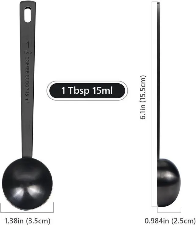 Alt view image 2 of 7 - Coffee Scoop 15ml (1 Tbsp) Stainless Steel Tablespoon - Long Handle Measuring Spoon for Ground Coffee, Espresso, Protein Powder & Loose Tea | Dishwasher Safe with Hanging Hole