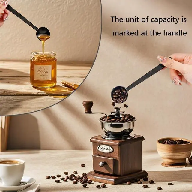 Alt view image 4 of 7 - Coffee Scoop 15ml (1 Tbsp) Stainless Steel Tablespoon - Long Handle Measuring Spoon for Ground Coffee, Espresso, Protein Powder & Loose Tea | Dishwasher Safe with Hanging Hole