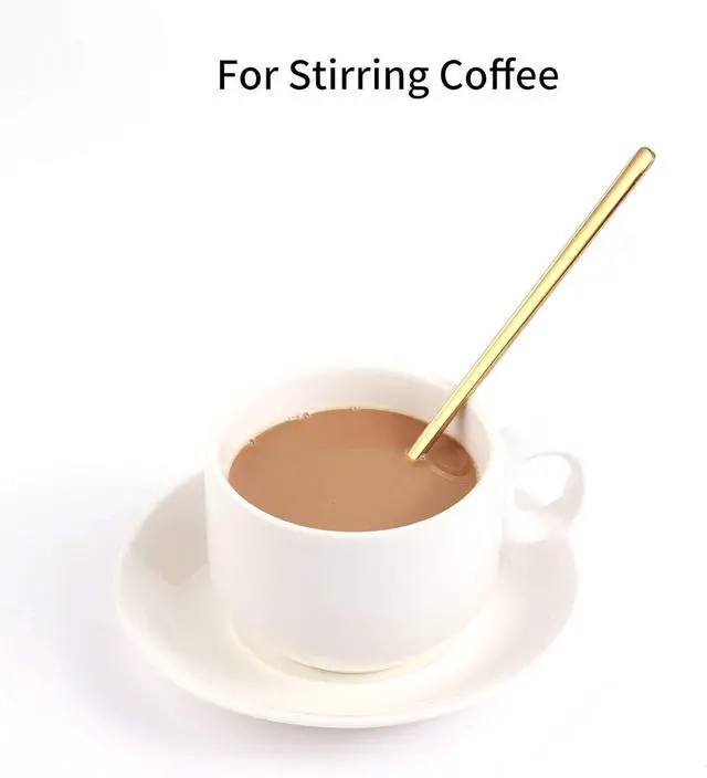 Alt view image 3 of 6 - 4 PCS 6.7 Inches Coffee Spoons, Stirring Spoons, Tea Spoons Long Handle, Teaspoons, Gold Spoons, Ice Tea Spoons, Long Spoons for Stirring, Espresso Spoons Stainless Steel