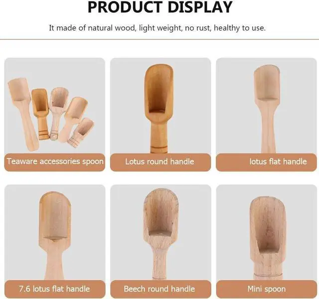 Alt view image 4 of 7 - DOITOOL Mini Wooden Salt Spoon Set 5Pcs Small Tea Scoop Kitchen Spice Shovels for Flour Sugar Cereal Serving with Various Handles 4.33In