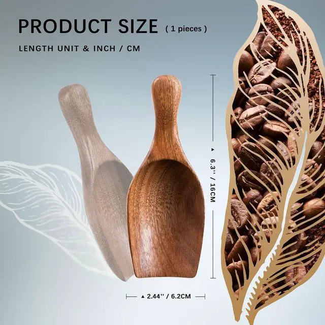 Alt view image 2 of 5 - Acacia Wood Scoop for Jars, 1.5 Tbsp Coffee Measure, 6.3 Inch