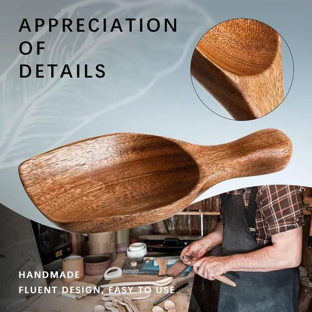 Alt view image 3 of 5 - Acacia Wood Scoop for Jars, 1.5 Tbsp Coffee Measure, 6.3 Inch