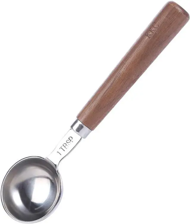 Main image of KKC HOME ACCENTS Coffee Scoop Wood Handle for Ground Coffee,Tea Scoop for Loose Leaf Tea,Wooden Long Handle 1 Tablespoon for Coffee Beans,Loose Tea Bulk, Silver, 1 tbsp, 6.7 inch