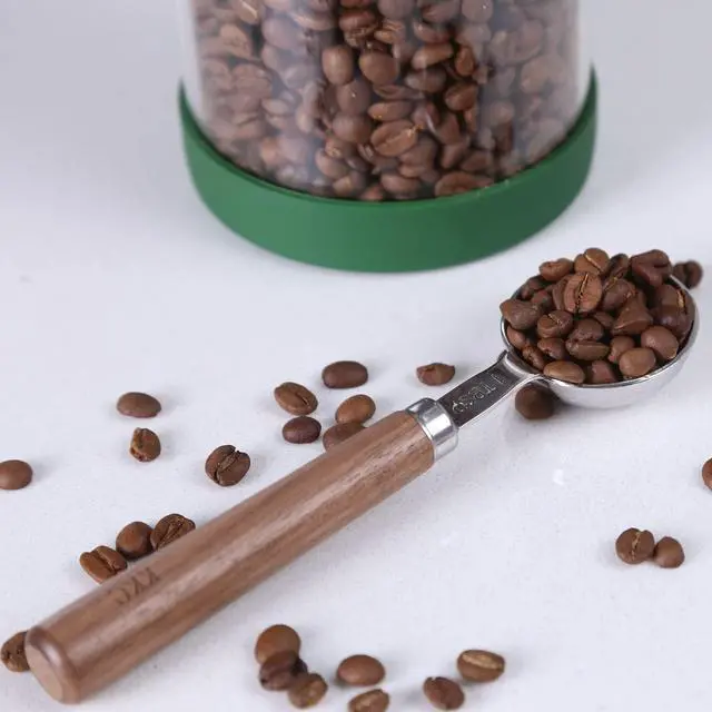 Alt view image 3 of 7 - KKC HOME ACCENTS Coffee Scoop Wood Handle for Ground Coffee,Tea Scoop for Loose Leaf Tea,Wooden Long Handle 1 Tablespoon for Coffee Beans,Loose Tea Bulk, Silver, 1 tbsp, 6.7 inch