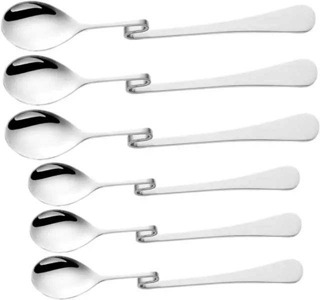 Main image of SOLUSTRE 6-piece Stainless Steel Coffee Spoons S Shaped Hanging Stirring Spoon Set Bent Handle Teaspoons for Tea Dessert Honey Jam 6.10 in Kitchen Flatware