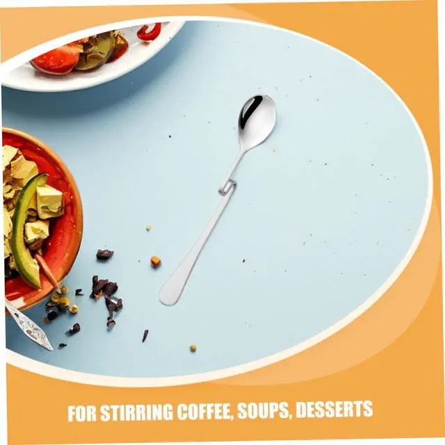 Alt view image 7 of 7 - SOLUSTRE 6-piece Stainless Steel Coffee Spoons S Shaped Hanging Stirring Spoon Set Bent Handle Teaspoons for Tea Dessert Honey Jam 6.10 in Kitchen Flatware