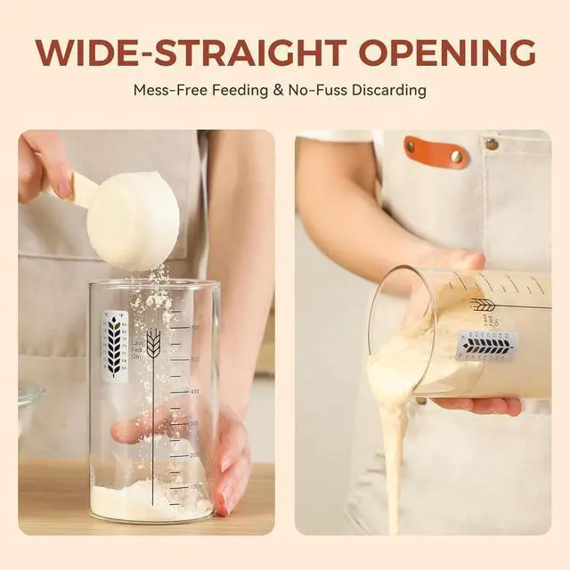 Alt view image 3 of 7 - Sourdough Starter Jar Kit, 24 oz Wide Mouth Sour Dough Jars Glass