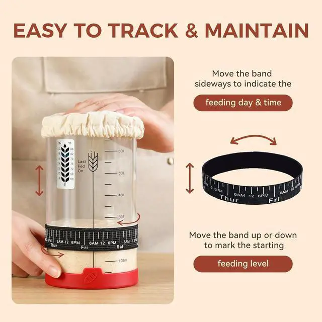 Alt view image 4 of 7 - Sourdough Starter Jar Kit, 24 oz Wide Mouth Sour Dough Jars Glass