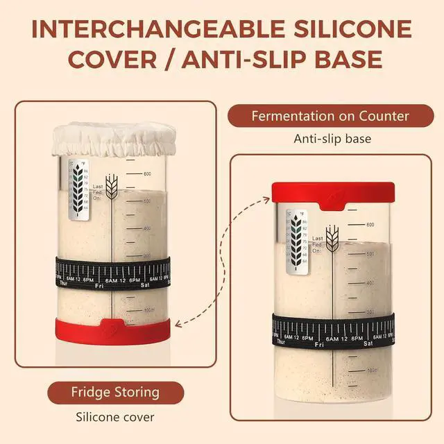 Alt view image 5 of 7 - Sourdough Starter Jar Kit, 24 oz Wide Mouth Sour Dough Jars Glass