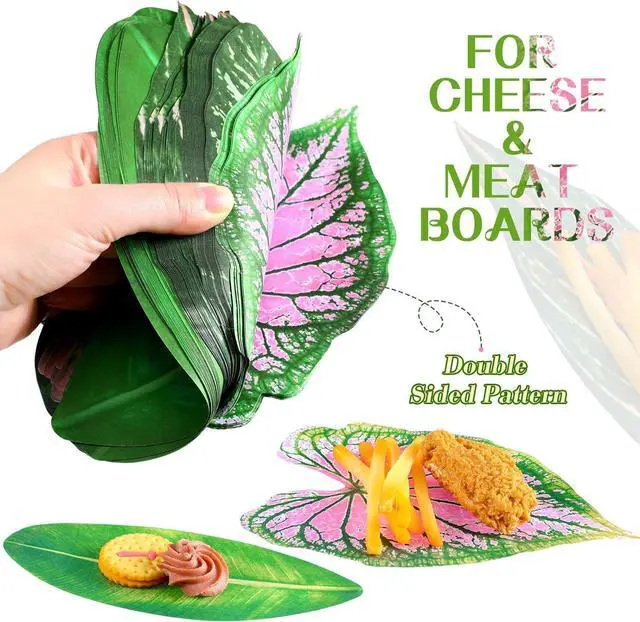 Alt view image 3 of 6 - Kisston 100 Pcs Tropical Paper Leaves for Cheese Board 8.7 Inch Parchment
