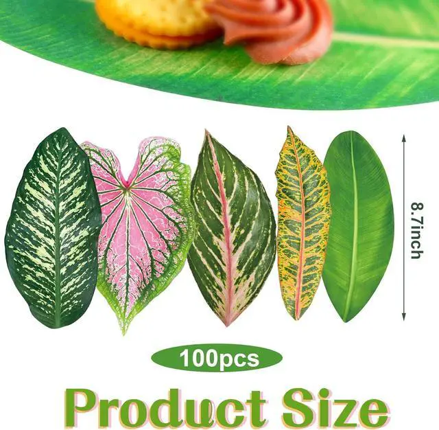 Alt view image 2 of 6 - Kisston 100 Pcs Tropical Paper Leaves for Cheese Board 8.7 Inch Parchment