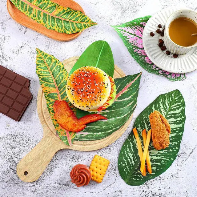 Alt view image 4 of 6 - Kisston 100 Pcs Tropical Paper Leaves for Cheese Board 8.7 Inch Parchment