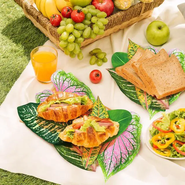 Alt view image 5 of 6 - Kisston 100 Pcs Tropical Paper Leaves for Cheese Board 8.7 Inch Parchment
