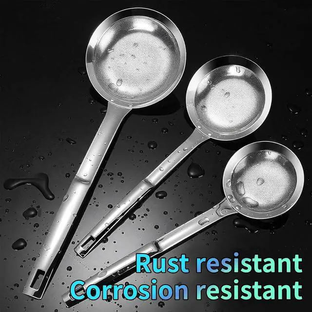 Alt view image 7 of 7 - TBWHL Multi-functional Hot Pot Fat Skimmer Spoon - Stainless Steel Fine Mesh Food Strainer for Skimming Grease and Foam DIA 3.1"