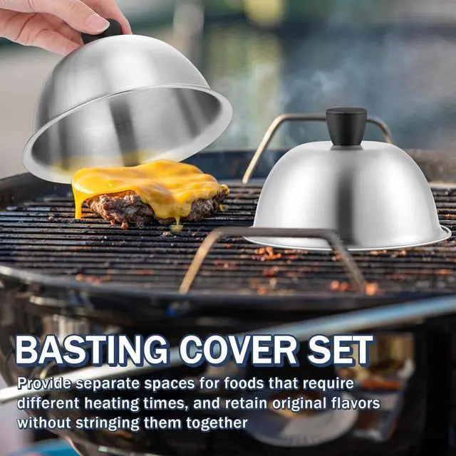 Alt view image 3 of 7 - Joyfair 2PCS Basting Covers for Griddle, 6 Melting Dome Barbecue Tool Sets