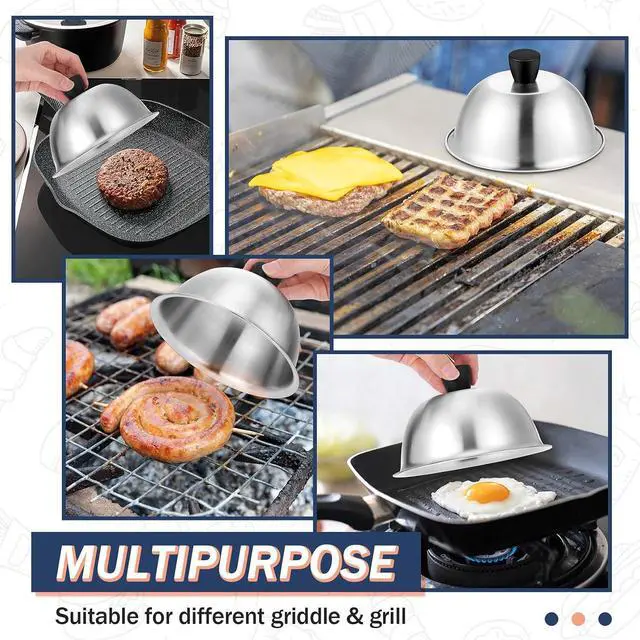 Alt view image 6 of 7 - Joyfair 2PCS Basting Covers for Griddle, 6 Melting Dome Barbecue Tool Sets