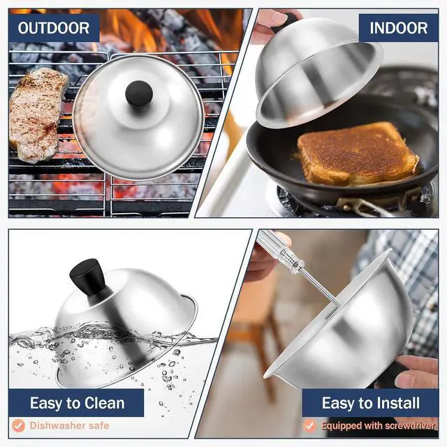 Alt view image 7 of 7 - Joyfair 2PCS Basting Covers for Griddle, 6 Melting Dome Barbecue Tool Sets