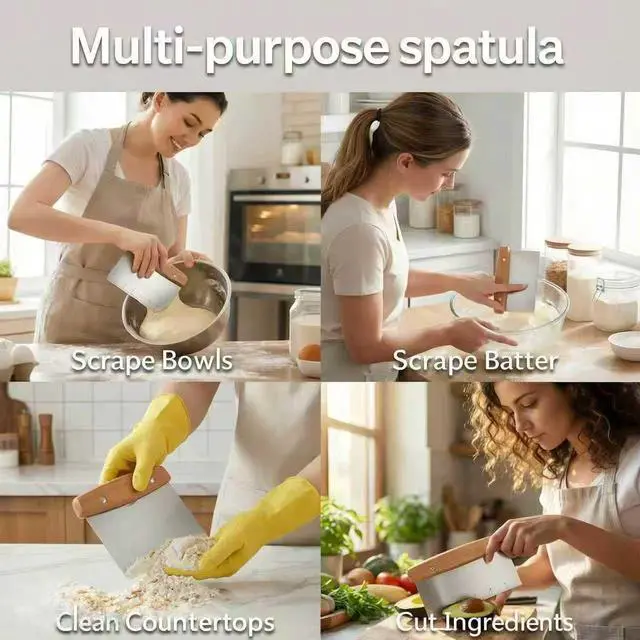 Alt view image 3 of 7 - Dough Cutter, Kitchen Scraper, Food Scrapers, Bench Scraper Kitchen Tool