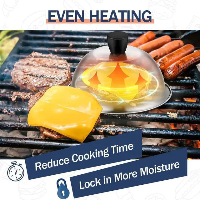 Alt view image 5 of 7 - Joyfair 2PCS Basting Covers for Griddle, 6 Melting Dome Barbecue Tool Sets
