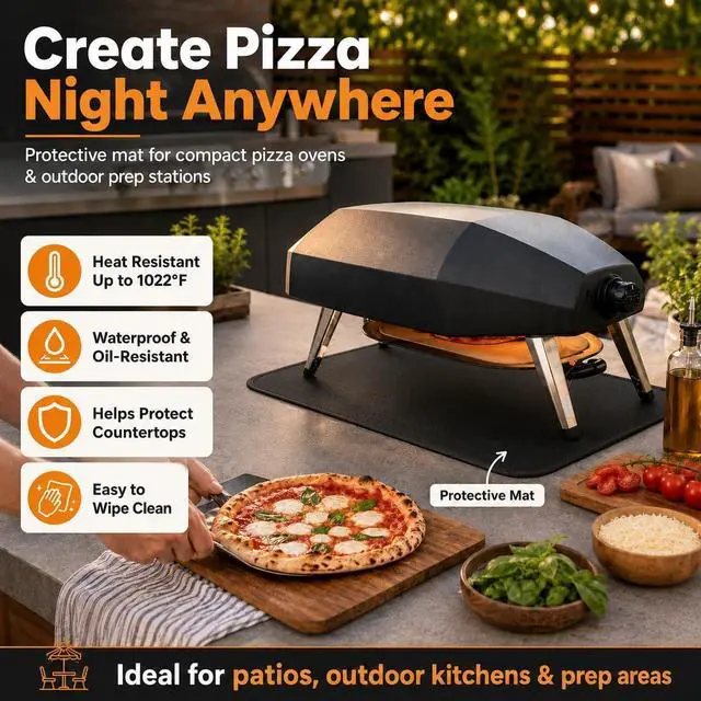 Alt view image 7 of 7 - FLASLD Fireproof & Waterproof Under Blackstone Griddle BBQ Mat, Protect Your Prep Table and Outdoor Grill Table - Heat Resistant Grill Table Mat (Black,16 x 24in)