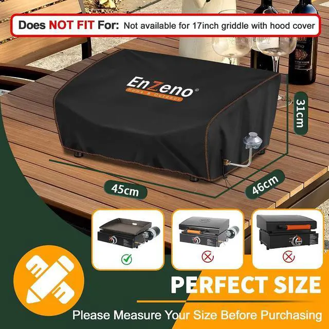 Alt view image 2 of 6 - Enzeno Griddle Cover for Blackstone 17 inch Tabletop Griddle with Hood,Grill Cover for Blackstone Adventure Ready and More Mini Camping Tabletop Griddle Waterproof Dustproof Windproof