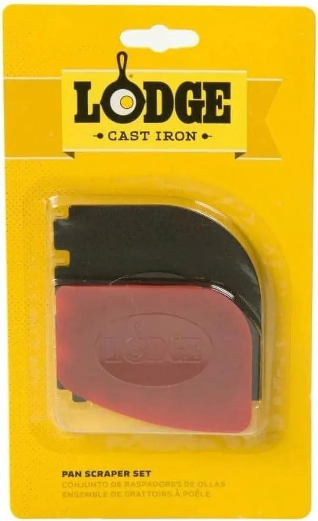 Alt view image 2 of 3 - Lodge Cast Iron Grill Scraper Combo, 2 Pack, Red and Black