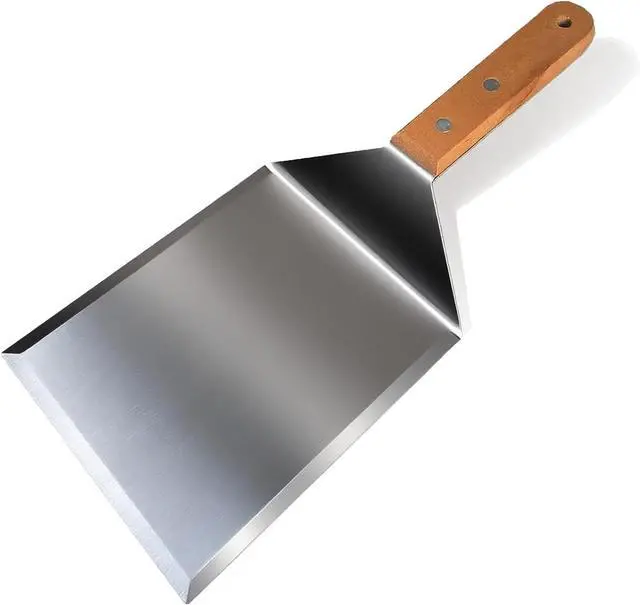 Main image of Smash Burger Spatula, Premium Large Meta Spatula - 6x5 inch Extra Wide Spatulas for Griddles & Grills, Steel Heavy Duty, Wooden Handle 1pcs