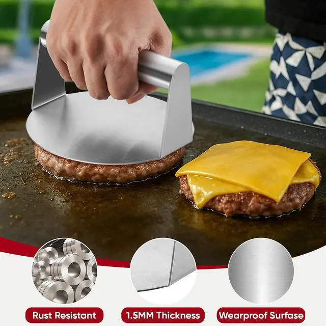 Alt view image 4 of 7 - Joyfair 5.5 Inch Smash Burger Press, Stainless Steel Burger Press for Meat