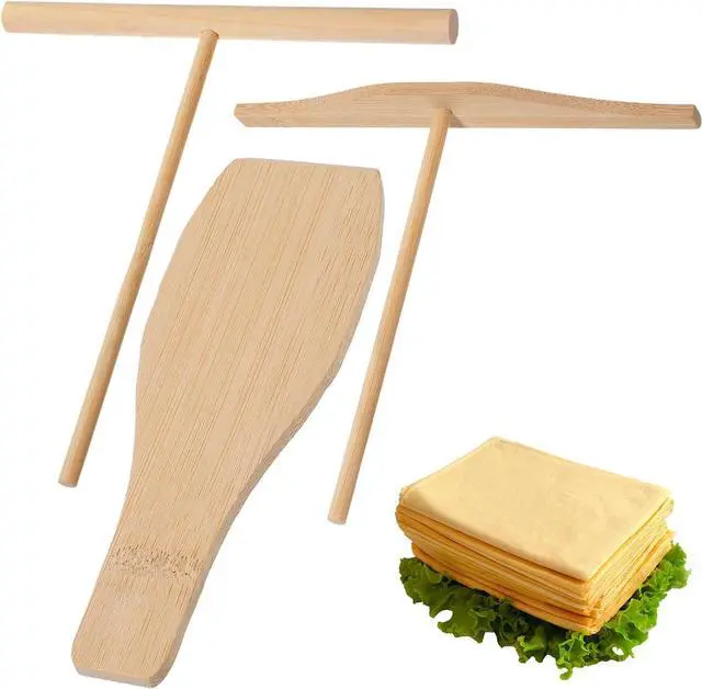 Main image of 3pcs Crepe Spreader Tool, Wooden Crepe Tool, Crepe Stick, T-Shaped Crepes Spreader and Spatula Set Fits Crepes Pan or Maker