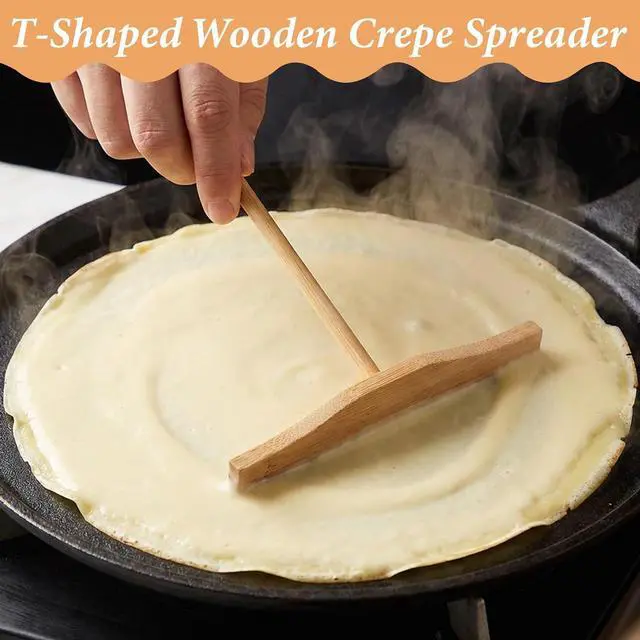 Alt view image 4 of 7 - 3pcs Crepe Spreader Tool, Wooden Crepe Tool, Crepe Stick, T-Shaped Crepes Spreader and Spatula Set Fits Crepes Pan or Maker