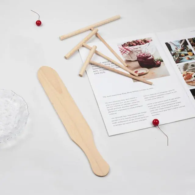 Alt view image 6 of 6 - Crepe Spreader and Spatula Set 4-Pack Natural Wood Pancake Tools with 3 T-Shaped Spreaders (3.5", 5", 7") & 13.4" Turner Fits Any Crepe Pan or Maker