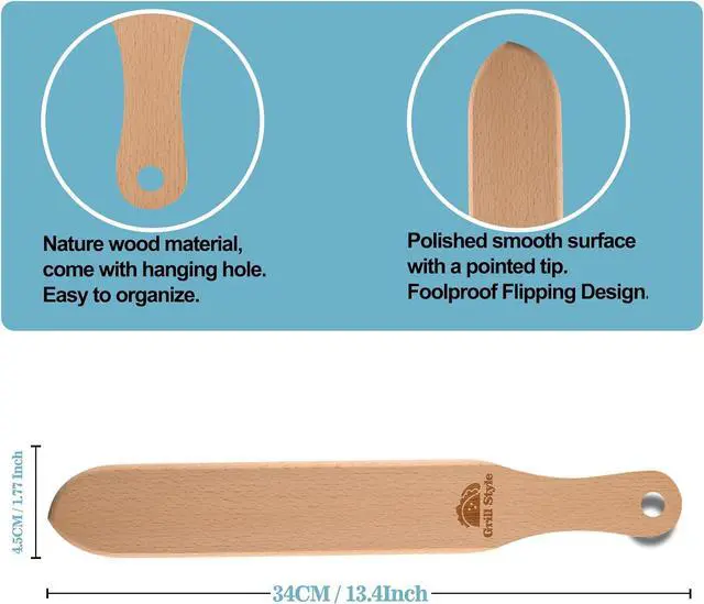 Alt view image 5 of 7 - Crepe Spreader and Spatula Set, Wooden Crepe Tools Kit for Any Pan Maker