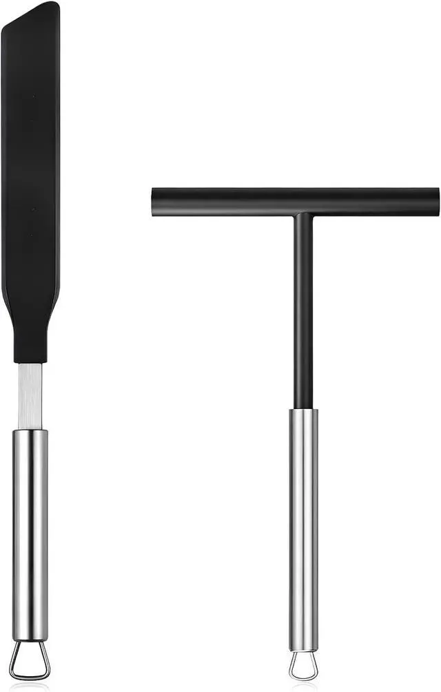 Main image of 2 Pack Crepe Spreader and Spatula Kit Stainless Steel Crepe Spreader Tool 13.4 Inch Spatula Turner 8 Inch T-Shaped Batter Spreaders Pancake Tool Fit Crepes Pan Maker